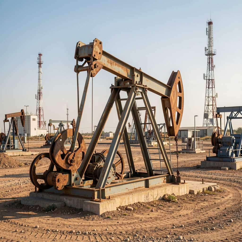Bombas de extracción petrolera tipo balancín en el yacimiento convencional del Golfo San Jorge